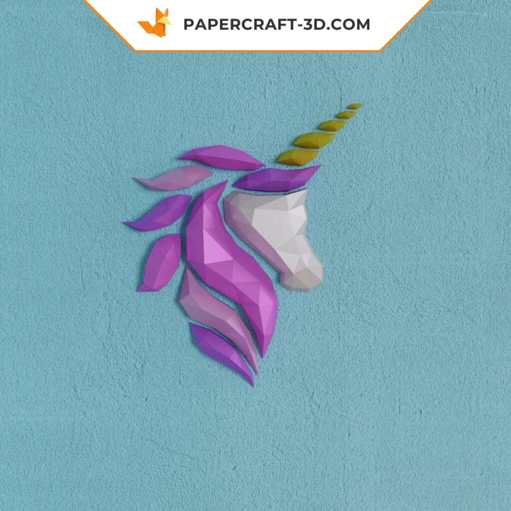 Papercraft unicorn in 3D origami