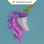Papercraft unicorn in 3D origami