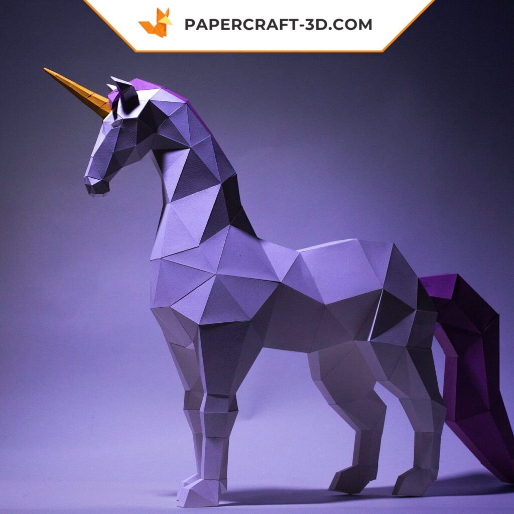 Papercraft licorne en origami 3D