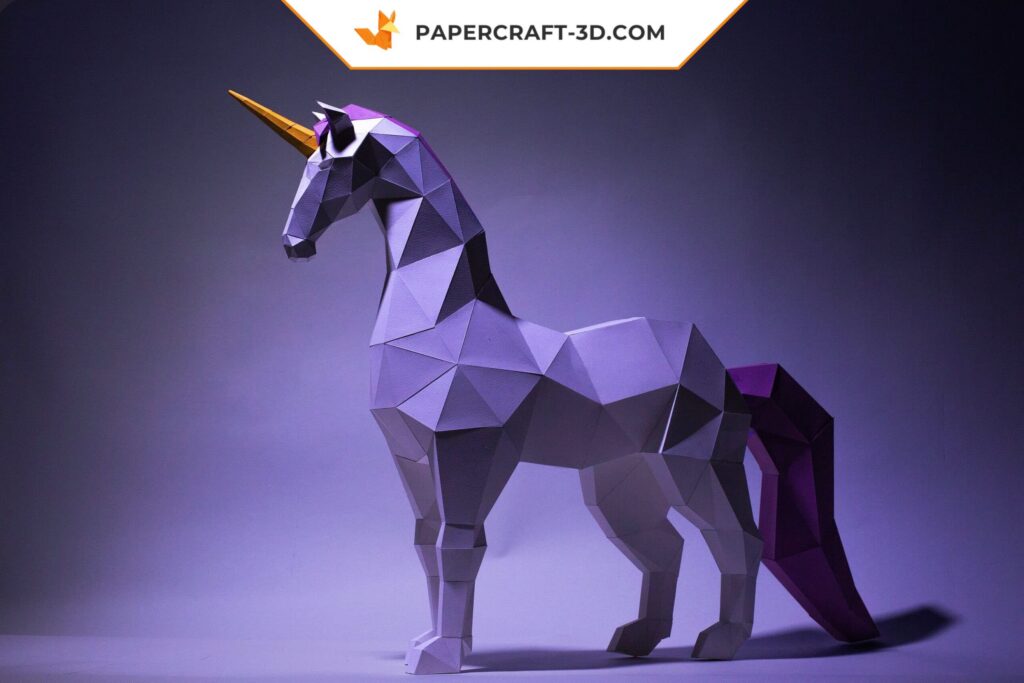 Papercraft unicórnio em origami 3D
