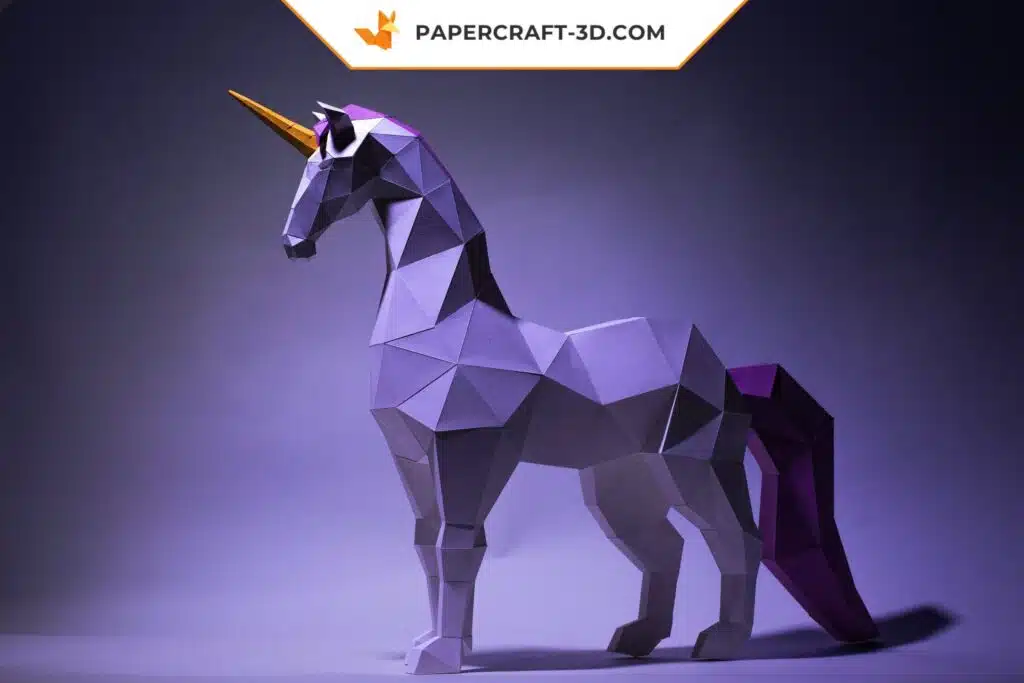 Papercraft licorne en origami 3D