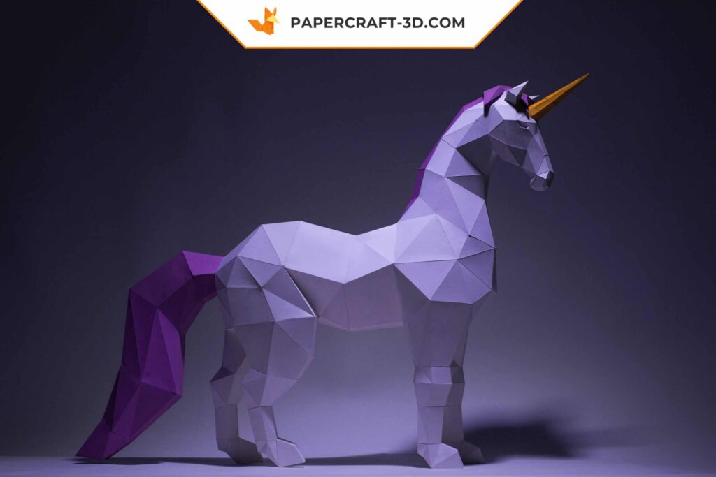Papercraft unicórnio em origami 3D