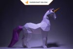 Papercraft unicorn in 3D origami