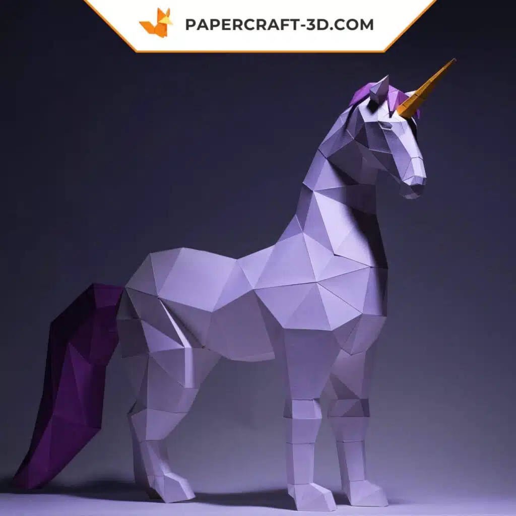 Papercraft licorne en origami 3D