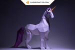 Papercraft unicorn in 3D origami
