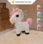 Papercraft licorne arc-en-ciel en origami 3D
