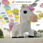 Papercraft licorne arc-en-ciel en origami 3D