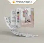 Papercraft licorne arc-en-ciel en origami 3D