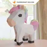 Papercraft licorne arc-en-ciel en origami 3D