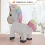 Papercraft licorne arc-en-ciel en origami 3D