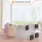 Papercraft licorne arc-en-ciel en origami 3D
