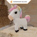 Papercraft unicorn in 3D origami