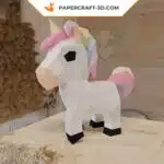 Papercraft licorne arc-en-ciel en origami 3D
