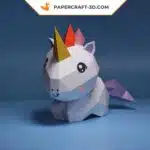 Papercraft de licorne mignonne en origami 3D