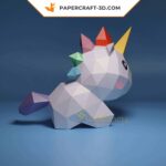 Papercraft de licorne mignonne en origami 3D