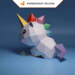 Papercraft de licorne mignonne en origami 3D