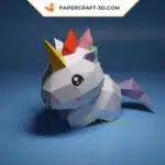 Papercraft de licorne mignonne en origami 3D