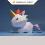 Papercraft de licorne mignonne en origami 3D