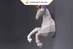 Papercraft de unicornio mural en origami 3D