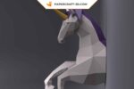 Papercraft de unicornio mural en origami 3D