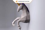 Papercraft de unicornio mural en origami 3D