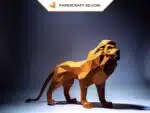 Papercraft león de pie en origami 3D
