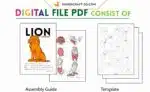 Papercraft lion origami papier 3D en téléchargement PDF DIY, weergave 5