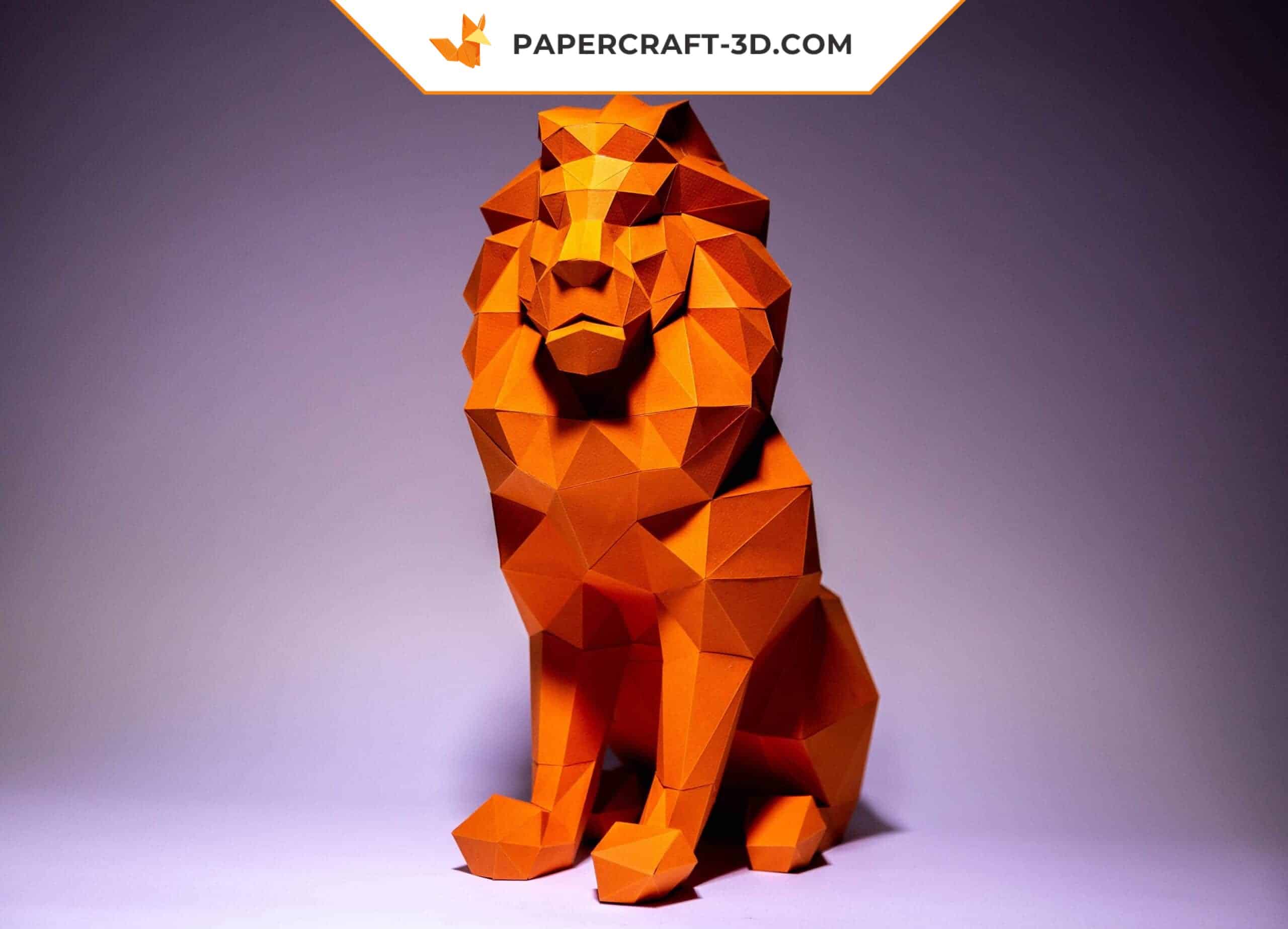 Papercraft sitting lion in 3D origami Papercraft sitting lion in 3D origami