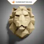 Papercraft lion sculpture en papier 3D à imprimer, weergave 2
