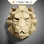 Papercraft lion sculpture en papier 3D à imprimer, weergave 3