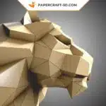 Papercraft lion sculpture en papier 3D à imprimer, weergave 4