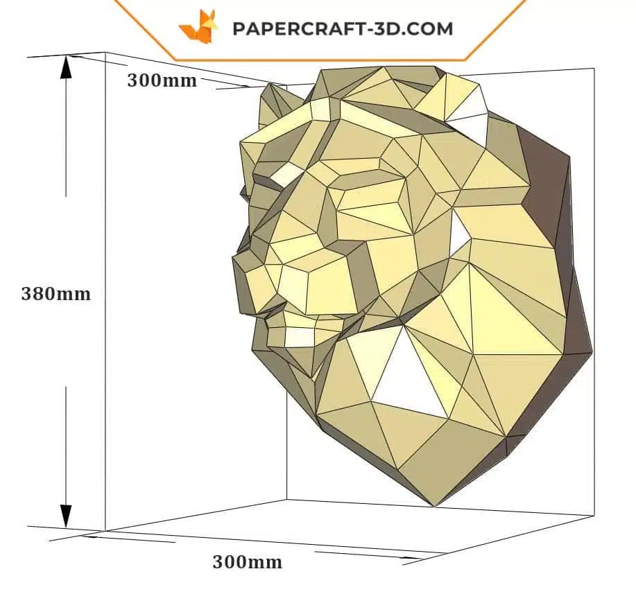 Papercraft lion sculpture en papier 3D à imprimer, weergave 7