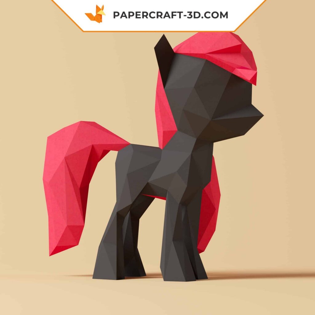 Pequeno Pônei em origami 3D