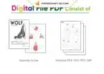 Papercraft loup assis en origami papier 3D, weergave 5