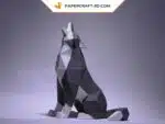 Papercraft loup assis en origami papier 3D