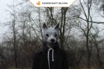 Papercraft wolf mask in 3D origami