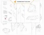 Papercraft loup masque origami papier 3D DIY pour carnaval, Halloween et masquerade, weergave 5