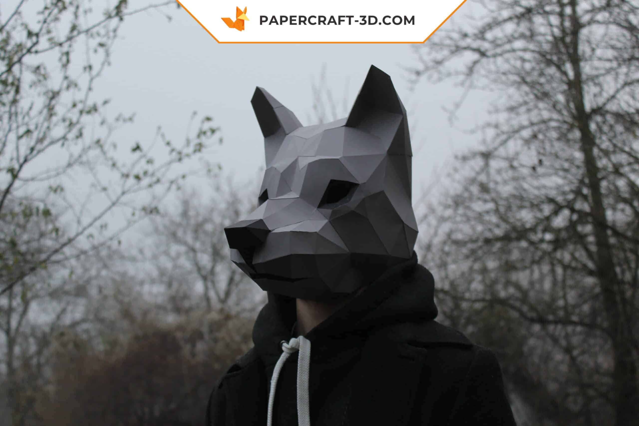 Papercraft wolf mask in 3D origami Papercraft wolf mask in 3D origami