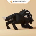 Papercraft de lobo em origami 3D