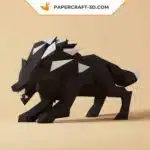 Papercraft de lobo preto em origami 3D