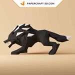 Papercraft de lobo em origami 3D