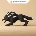 Papercraft de lobo preto em origami 3D