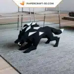 Papercraft de lobo preto em origami 3D