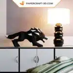Papercraft de lobo preto em origami 3D