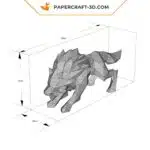 Papercraft de lobo preto em origami 3D