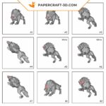 Papercraft de lobo em origami 3D