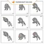 Papercraft de lobo preto em origami 3D