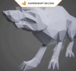 Papercraft wolf in 3D origami