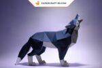 Papercraft de loup en origami 3D