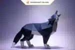 Papercraft de lobo azul em origami 3D